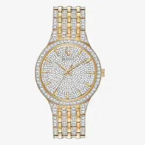 Bulova-Crystal-Pave-women’s-vintage-3-Hand-Quartz-Slim-Case-Watch