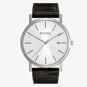 Bulova-Men's-Classic-Vintage-watch-3-Hand-Calendar-Date-Quartz-Leather-Strap-Watch-Buckle-37mm