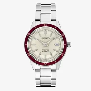 SEIKO-SRPH93-Automatic-Watch-for-Men-Presage-Collection -Ivory-Sunray-Finish-Dial,-Vintage-1960s-Watch-Inspiration-50M-Water-Resistant