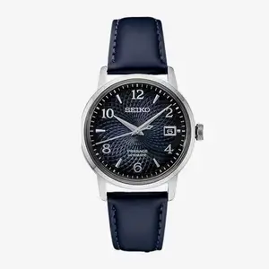 Vintage-SEIKO-Automatic-Watch-for-Men-Presage-Cocktail-Time-Patterned-with-Golden Numerals-and-Date-Calendar-50m-Water-Resistant