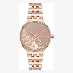 Nine-West-Womens-Pink-dial-with-floral-design-rose-gold-tone