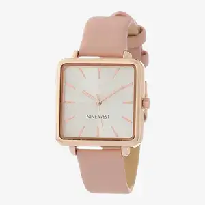 Nine-West-Womens-Strap-Watch-Silver-Tone-Textured-Dial-with-Gold-Tone