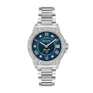 Bulova-Ladies-Marine-Star-Series-L-Day-Date-Quartz-Diamond Watch-Sapphire Crystal-100M-Water-Resistant-Mother-of-Pearl-Dial-34mm