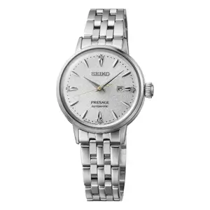 Seiko Presage Womens Cocktail Time Automatic Watch, White Dial with Diamonds