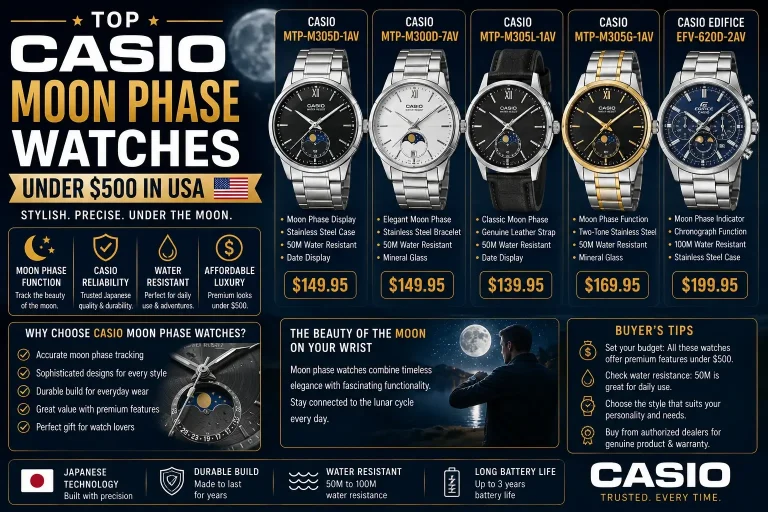 Top Casio Moon Phase Watches Under $500 in USA 2026